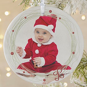 Holiday Wreath Custom Photo Ornament - 15252-1L