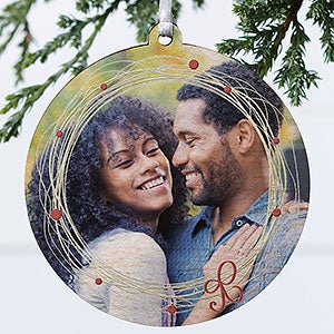 Holiday Wreath Photo Ornament - 1 Sided Wood - 15252-1W