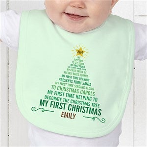 Personalized Babys 1st Christmas Baby Bib - 15258-B