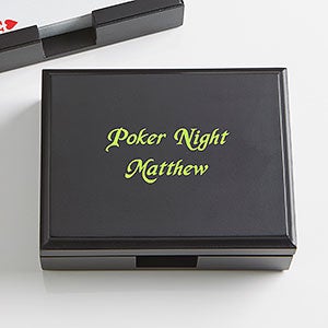 You Name It! Personalized Wood Playing Card Box-Two Lines - 15259