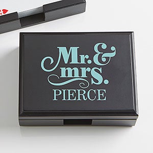 Happy Couple Personalized Wood Playing Card Box - 15296