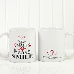 Personalized Romantic Coffee Mug - You Make My Heart Smile - 11 oz. - 15314-W