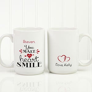 Personalized Romantic Coffee Mug - You Make My Heart Smile - 15 oz. - 15314-L