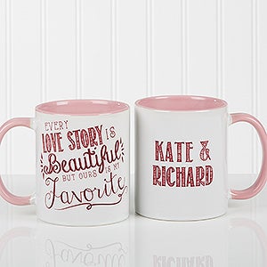 Romantic Pink Personalized Coffee Mugs - Love Quotes - 15316-P