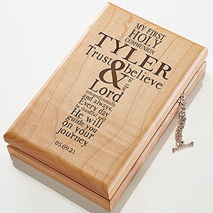 Engraved Wood Valet Box - First Communion - 15404 Engraved Wood Valet Box - First Communion - 15404