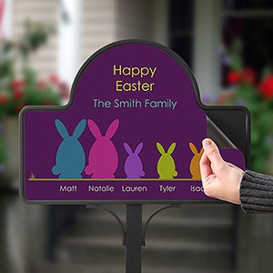 Easter Bunny Family Personalized Magnetic Garden Sign - 15438-M