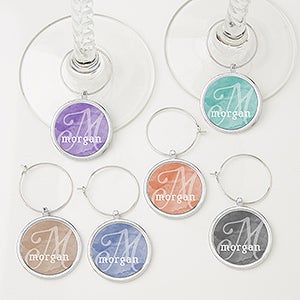 Watercolor Name Personalized Wine Charm 6 pc set - 15452