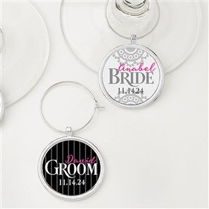 Bride and Groom Wine Charms Personalized 2 Piece Set - 15453