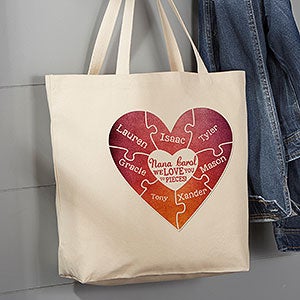 We Love You To Pieces Personalized Large Canvas Tote Bag - 15484