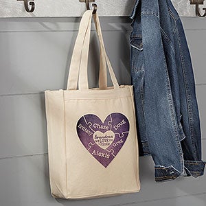 We Love You To Pieces Personalized Small Canvas Tote Bag - 15484-S