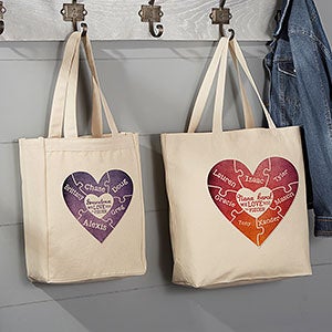 We Love You To Pieces Personalized Large Canvas Tote Bag