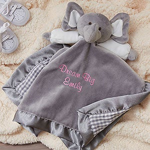 Personalized Elephant Baby Blankie - Grey - 15549-G