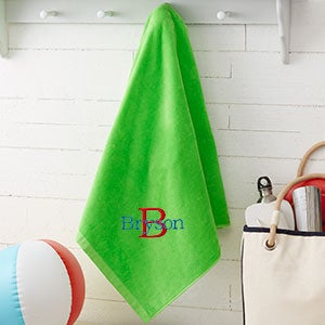All About Me Embroidered 36x72 Beach Towel- Lime Green - 15598-GL
