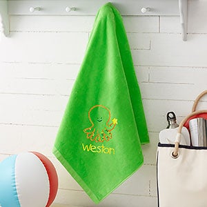 Go Fish! Embroidered 35x60 Beach Towels - Lime Green - 15602-G
