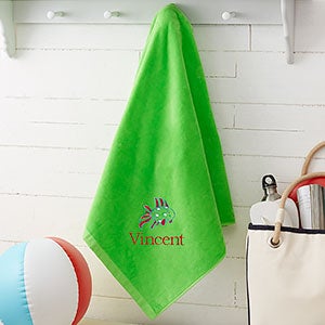 Beach Fun! Personalized 35x60 Beach Towel - Lime Green - 15603-G