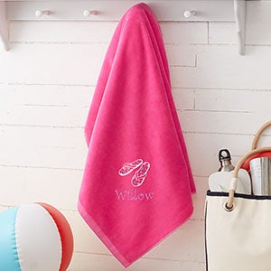 Beach Fun! Personalized 35x60 Beach Towel - Hot Pink - 15603-HP