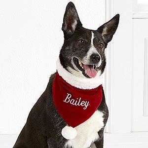 Personalized Velvet Christmas Dog Bandana - Santa Paws - Large - 15608-L