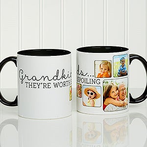 Personalized Photo Coffee Mug For Her - Theyre Worth Spoiling - Black Handle - 15625-B