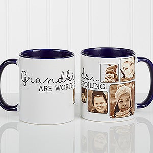 Personalized Photo Coffee Mug For Her - Theyre Worth Spoiling - Blue Handle - 15625-BL