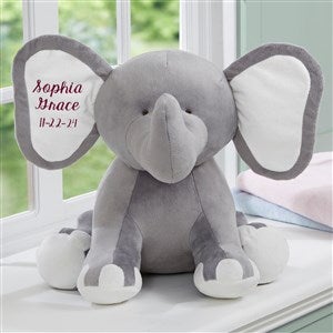 Embroidered Jumbo Plush Baby Elephant - Grey - 15643-G