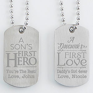First Hero, First Love Engraved Dog Tag Set Of Two - 15647