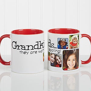 Personalized Photo Coffee Mug - Theyre Worth Spoiling - 11 oz. With Red Handle - 15654-R