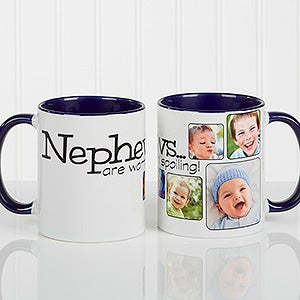 Personalized Photo Coffee Mug - Theyre Worth Spoiling - 11 oz. With Blue Handle - 15654-BL