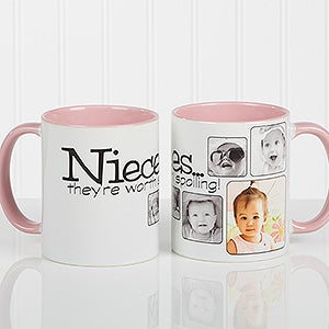 Personalized Photo Coffee Mug - Theyre Worth Spoiling - 11 oz. With Pink Handle - 15654-P