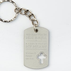 Memorial Personalized Cross Dog Tag Keychain - 15690