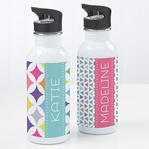 Geometric Personalized 20 oz. Water Bottle - 15744