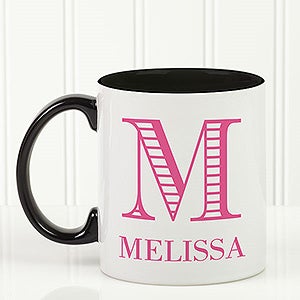 Striped Monogram Personalized Coffee Mug 11 oz.- Black - 15799-B