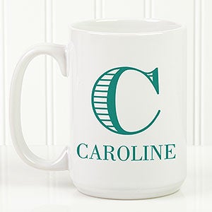 Personalized Coffee Mug 15 oz. - Striped Monogram - 15799-L
