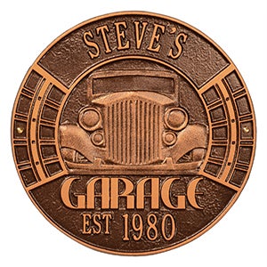 Vintage Car Personalized Aluminum Garage Plaque - Antique Copper - 15807D-AC