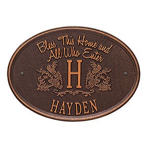 Bless Our Home Personalized Aluminum Plaque - Antique Copper - 15808D-AC