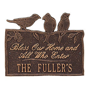 Birds on a Branch Personalized Aluminum Plaque - Antique Copper - 15809D-AC