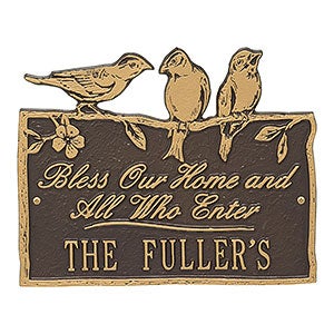 Birds on a Branch Personalized Aluminum Plaque - Bronze/Gold - 15809D-OG