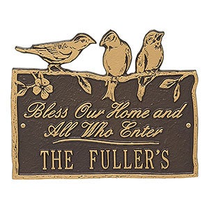 Birds on a Branch Personalized Aluminum Plaque - Bronze/Gold - 15809D-OG