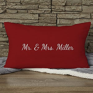 Our Wedding Date Personalized Lumbar Velvet Throw Pillow - 15843-LBV