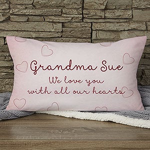 Grandchildren Fill Our Hearts Personalized Lumbar Velvet Throw Pillow - 15854-LBV