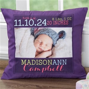 Darling Baby Girl Personalized 18 Velvet Keepsake Pillow - 15855-LV