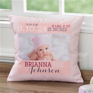 Darling Baby Girl Personalized 14 Velvet Keepsake Pillow - 15855-SV