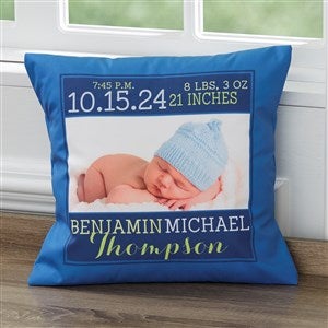 Darling Baby Boy Personalized 14-inch Velvet Throw Pillow - 15856-SV