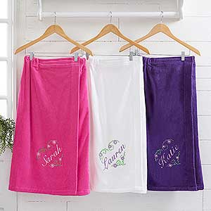 Floral Heart Embroidered Towel Wrap - 15863