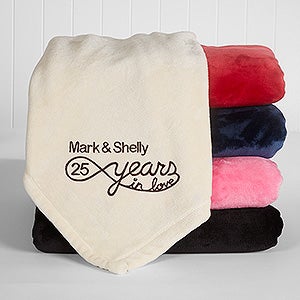Embroidered Anniversary Fleece Blanket - Years In Love - 15870