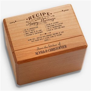 Recipe for a Happy Marriage Personalized Recipe Box - 15885