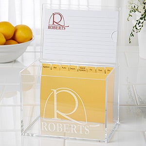 Personalized 4x6 Recipe Box - Monogram Elegance - 15887