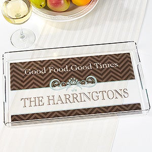 Classic Chevron Personalized Acrylic Serving Tray - 15907