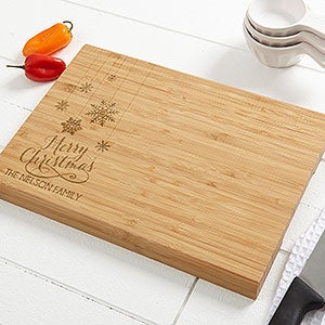 Snowflakes Personalized Bamboo Cutting Board- 10x14 - 15909