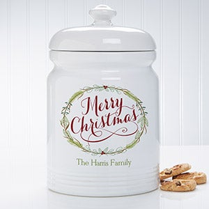 Happy Holidays Personalized Cookie Jar - 15927