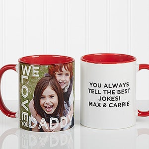 Personalized Photo Coffee Mug - Loving Them - 11 oz. With Red Handle - 15932-R